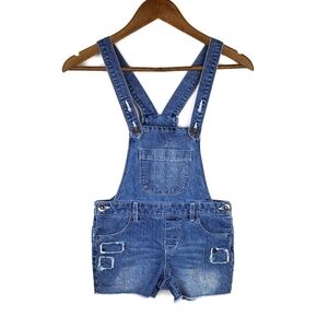 Falls Creek Girls Jean Overall Bib Shorts Large